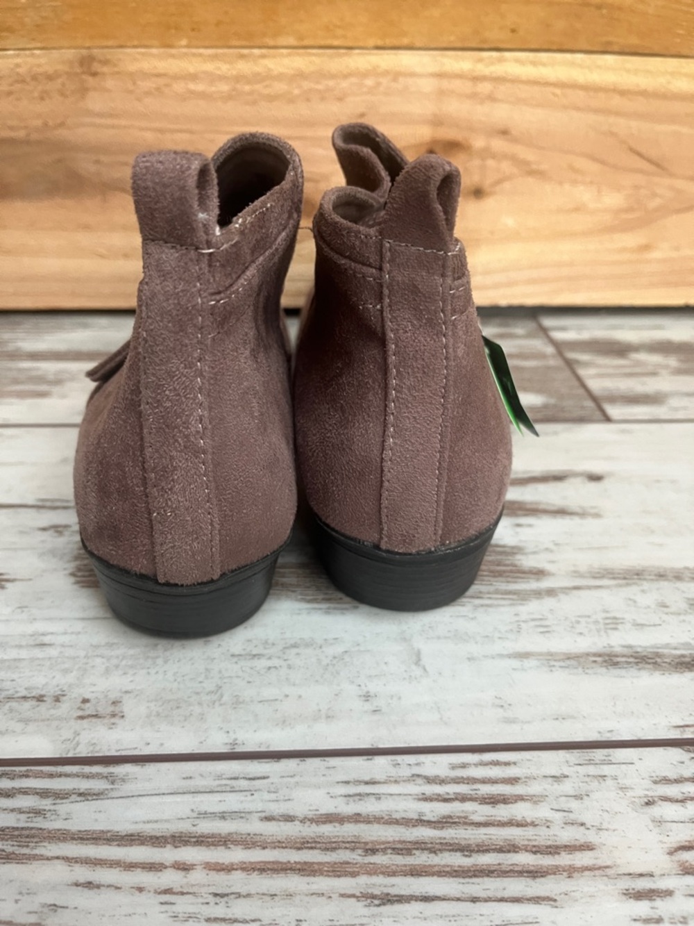 Arizona Jean Co Garrity Taupe Ankle Boots Faux Suede Memory Foam 9W NWT - Picture 3 of 14